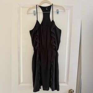 Aqua black Ruffle Halter Dress - Women